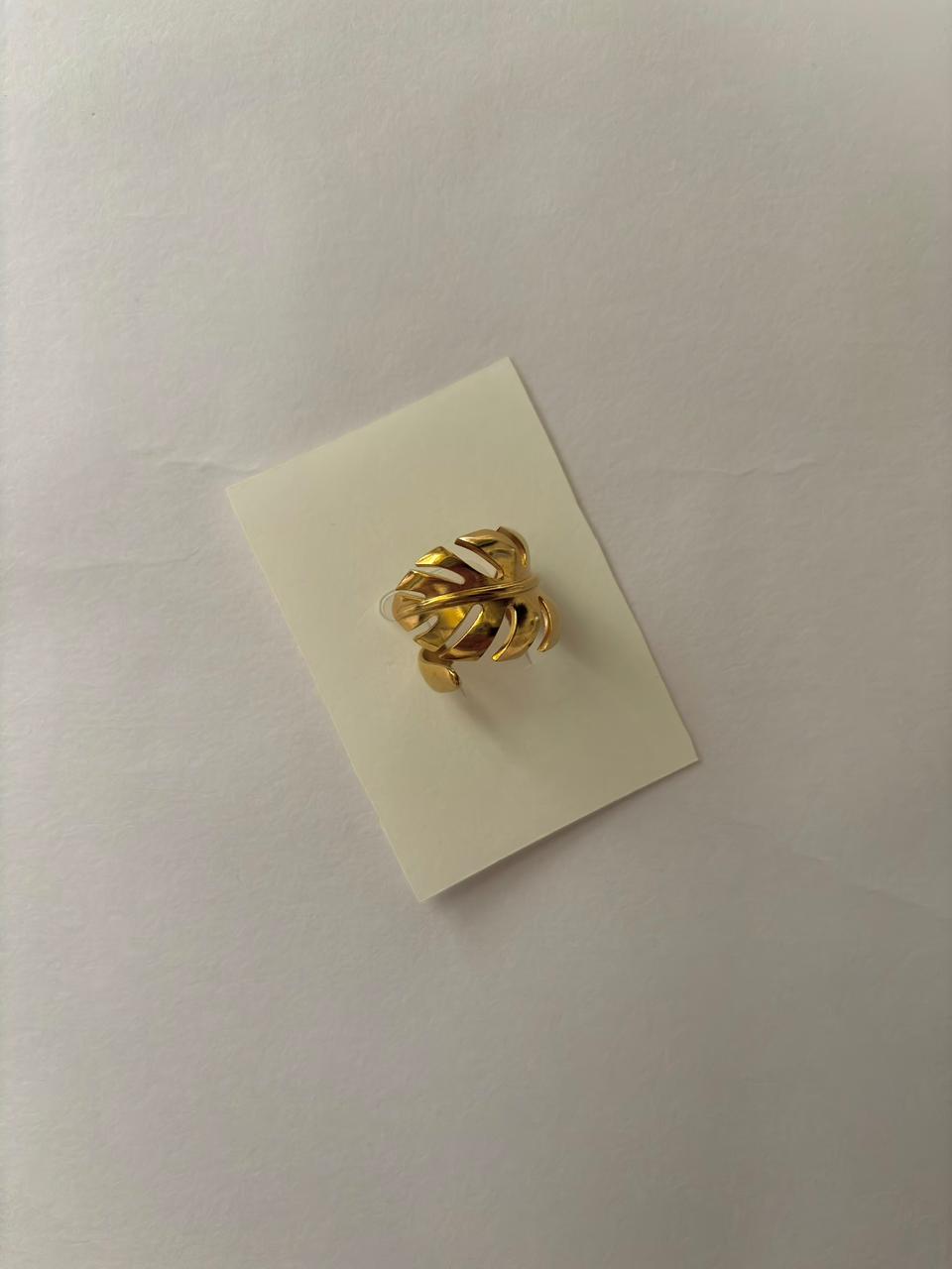 Adjustable Gold Leaf Fashion Ring