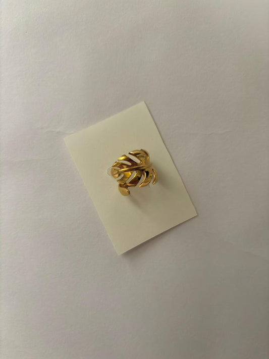 Adjustable Gold Leaf Fashion Ring