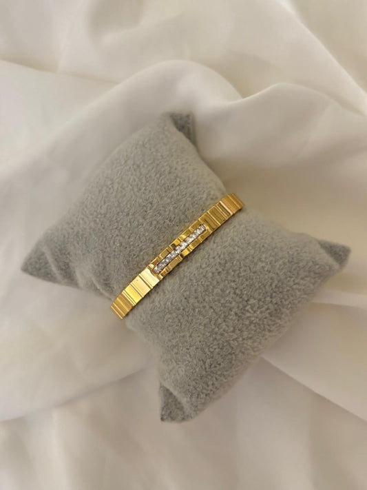 Elegant Gold Finish Stone Bracelet